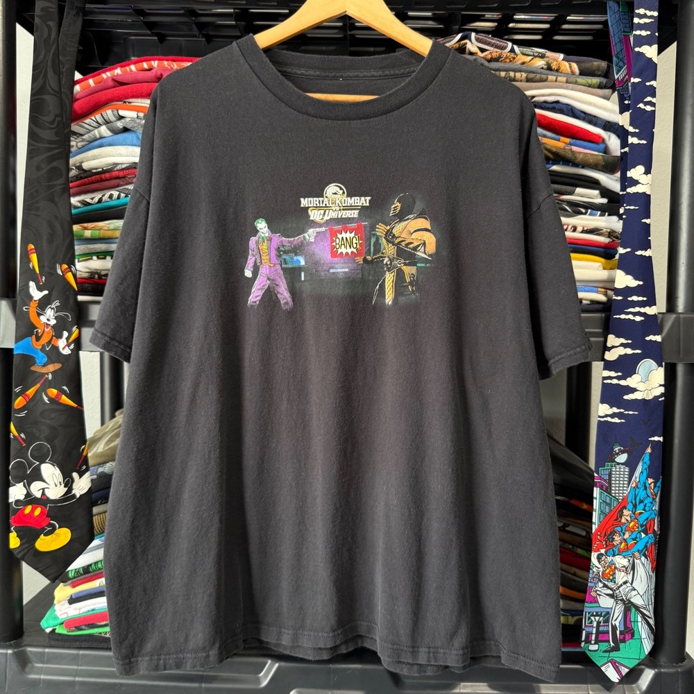 Y2K Black Mortal Kombat Vs DC Universe Joker Scorpion Graphic Shirt XL